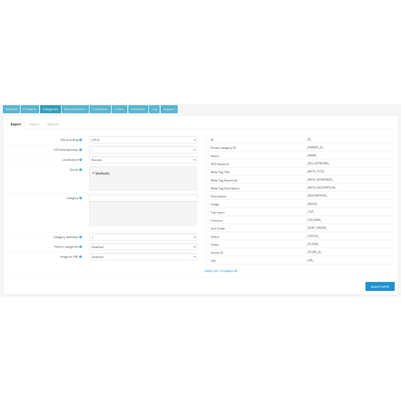 Модуль імпорту та експорту CSV Price Pro import/export для OpenCart 3.x