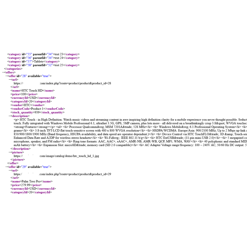 Módulo de feed YML simples para OpenCart
