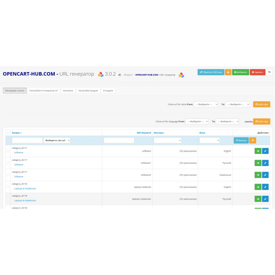 Модуль Генератор Сео Url для OpenCart 3.x