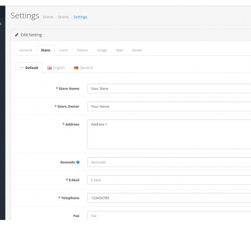 Multilingual fields in store settings