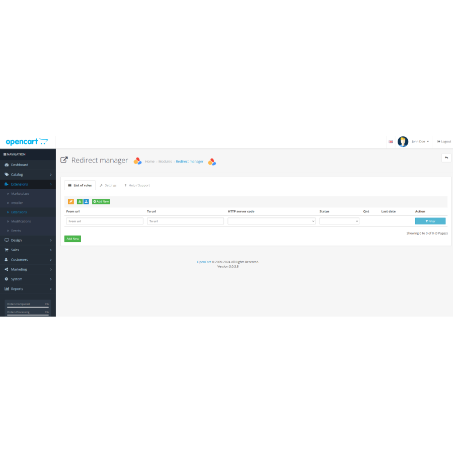 Module Redirect Universal - Redirect manager for OpenCart