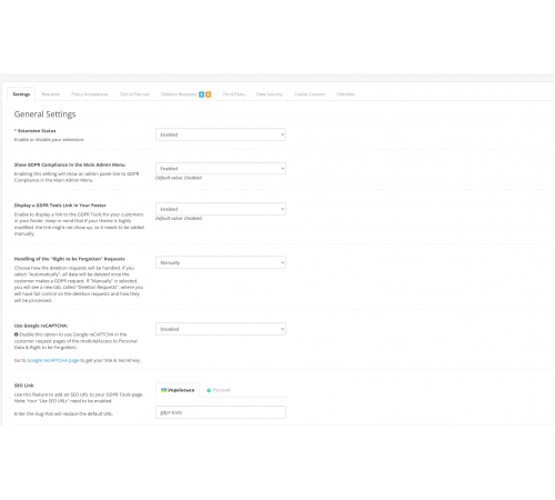 GDPR Compliance - Personal Data Management for OpenCart (GDPR Compliance Module)