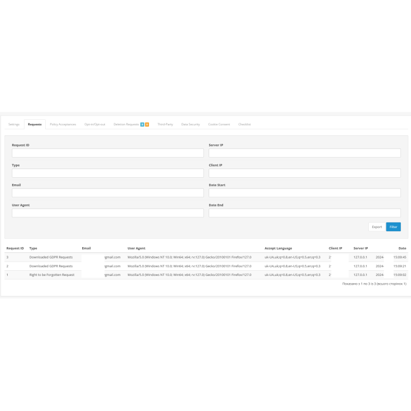 Kepatuhan GDPR - Manajemen Data Pribadi untuk OpenCart (Modul Kepatuhan GDPR)