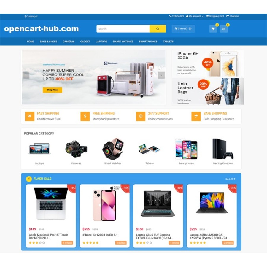 Адаптивная многоцелевая тема для Opencart E-Market-Hub