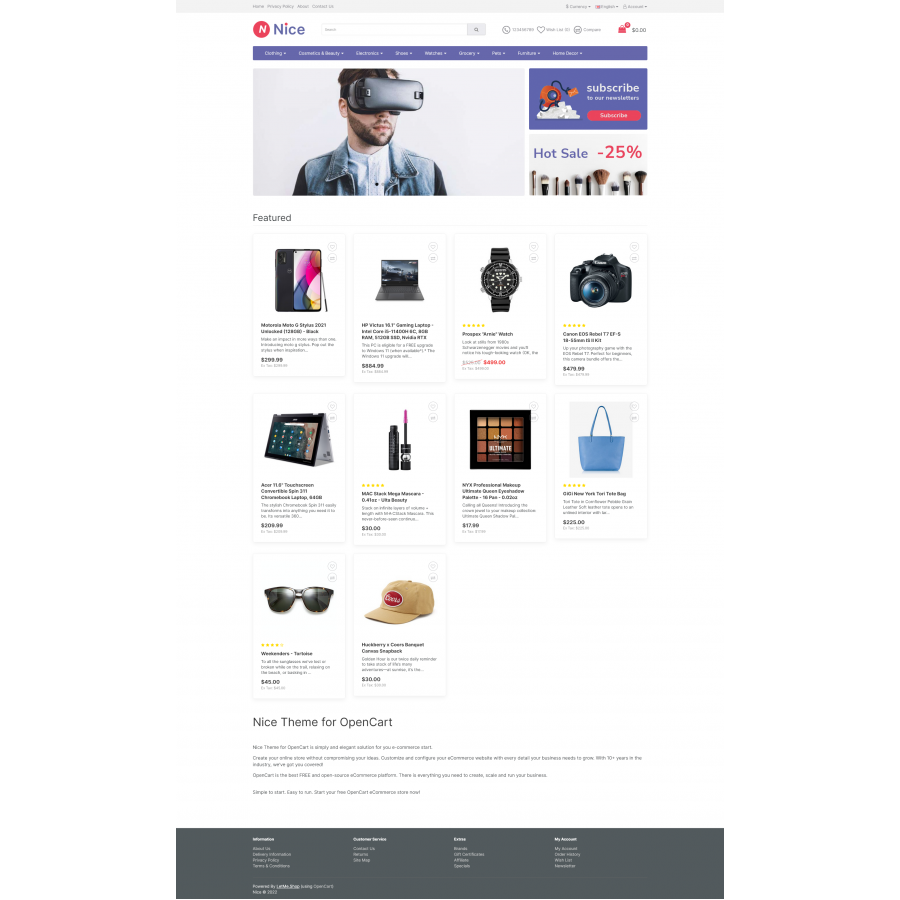 Шаблон Nice для OpenCart 3 (Безкоштовно)