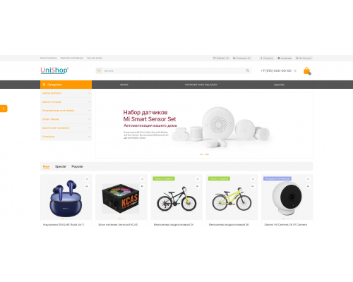 UniShop2 v3.0 template for online store on OpenCart