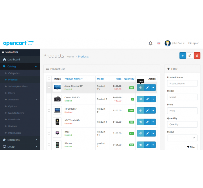 QuickView - quick view of products and categories from the admin panel on the storefront for Opencart QuickView - quick view of products and categories from the admin panel on the storefront for Opencart